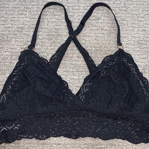 Aerie Black Lace cross back bra